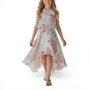 Ava & Yelly Floral Halter Dress Size 12 Asymmetrical Chiffon NWT